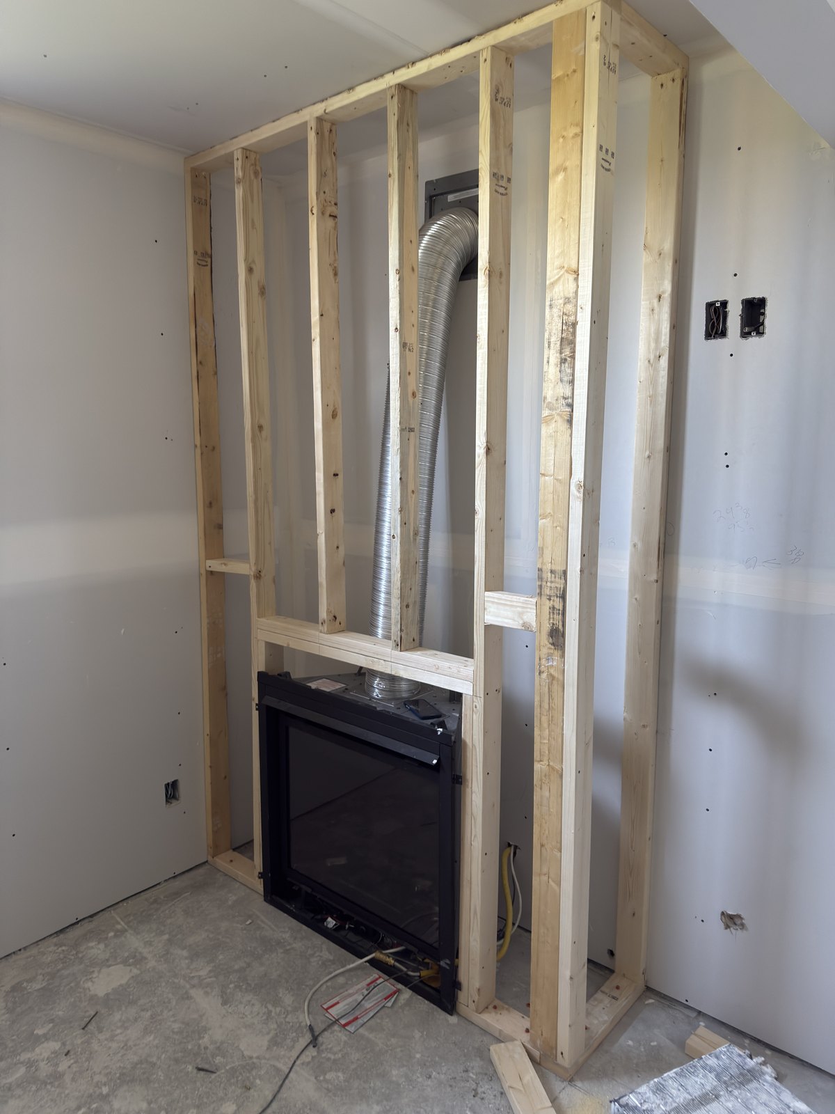 Fireplace Wall Framing by Barewalls Construction