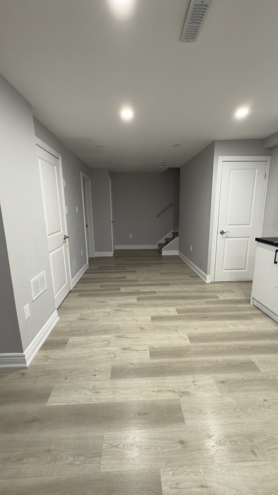 Finished Lower-Level Hallway by Barewalls Construction